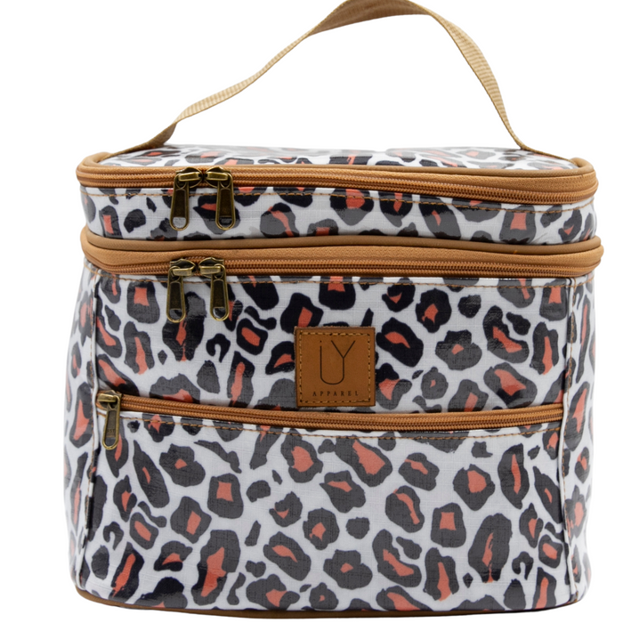 Stand Up Toiletry Bag - Leopard Coral
