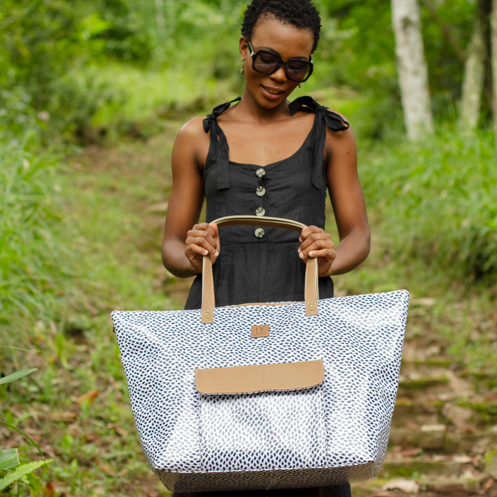 Beach Bag - Scatter Black on White