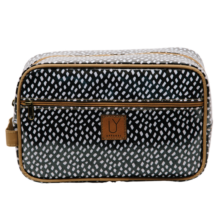 Large Toiletry Bag - Scatter White on Black