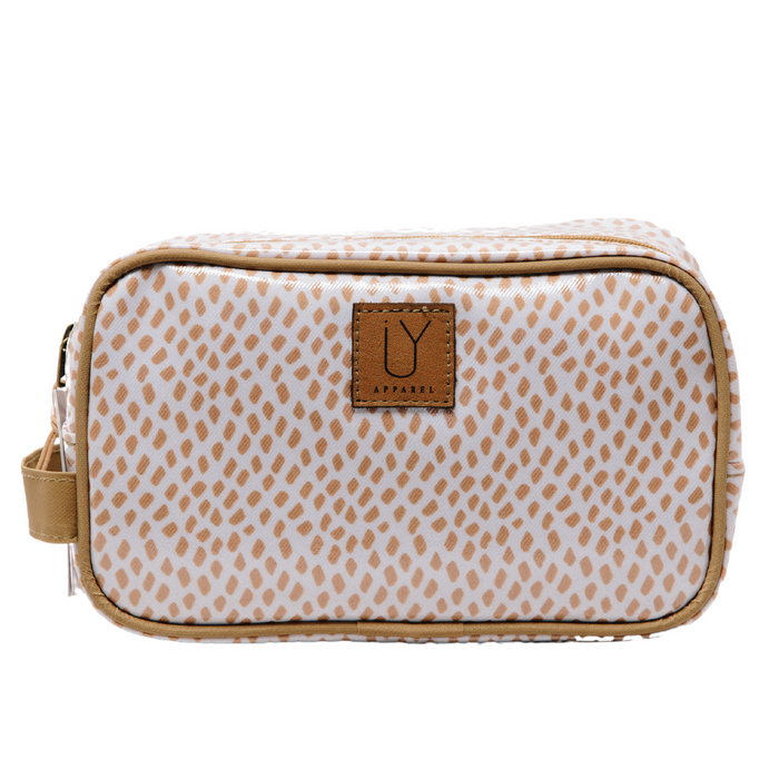 Small Toiletry Bag - Scatter Gold on White