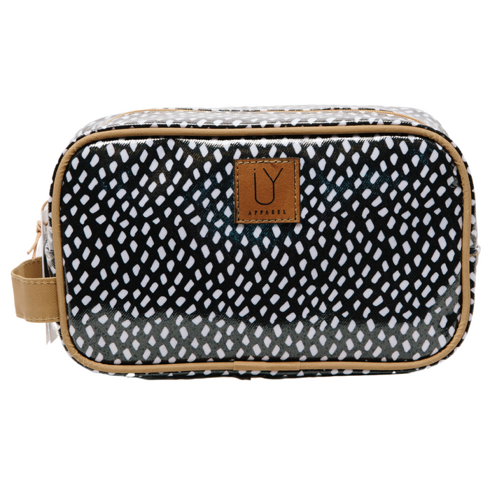 Small Toiletry Bag - Scatter White on Black