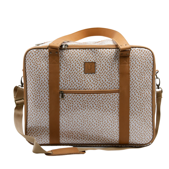 Overnight Bag with Leather Handles - Scatter Gold on White