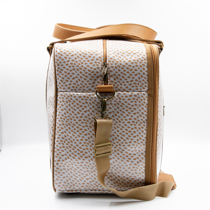 Overnight Bag with Leather Handles - Scatter Gold on White