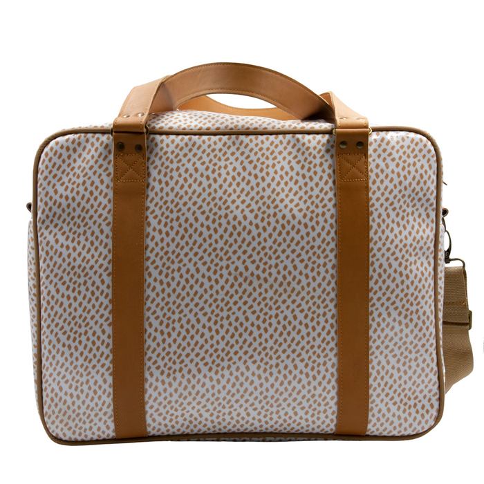 Overnight Bag with Leather Handles - Scatter Gold on White