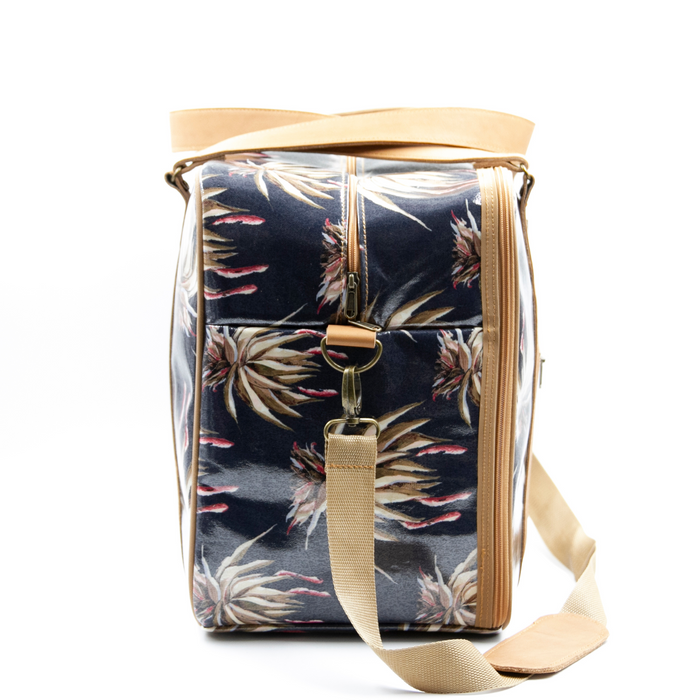 Overnight Bag with Leather Handles - Navy Aloe