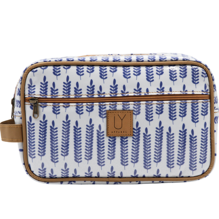 Large Toiletry Bag - Leaves Blue