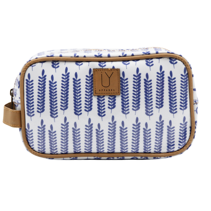 Small Toiletry Bag - Leaves Blue