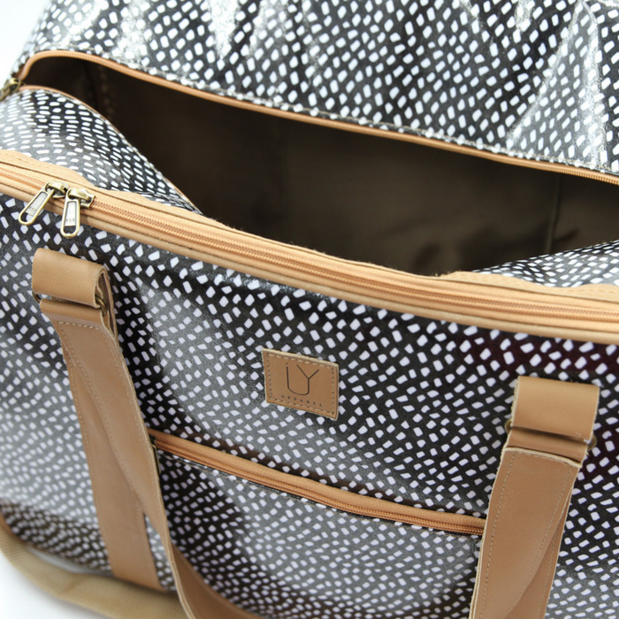 Overnight Bag with Leather Handles - Leopard Sand