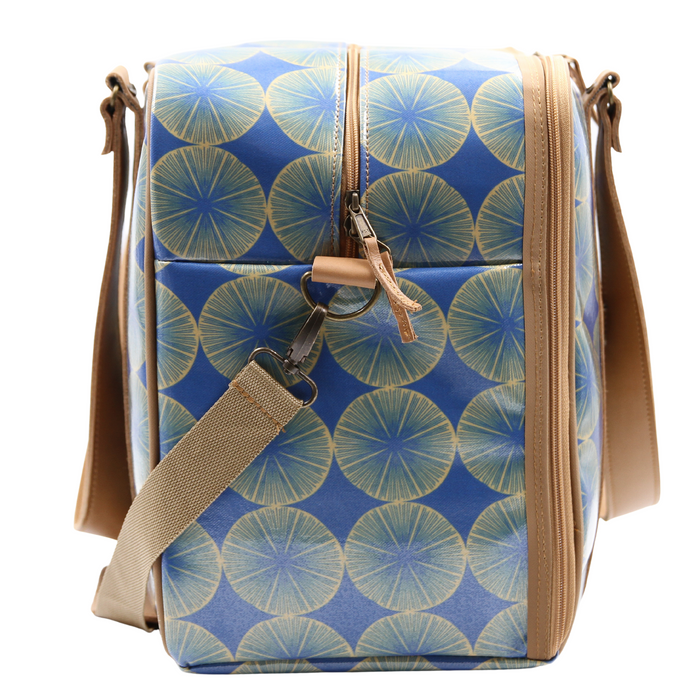 Overnight Bag With Leather Handles - Shell Blue