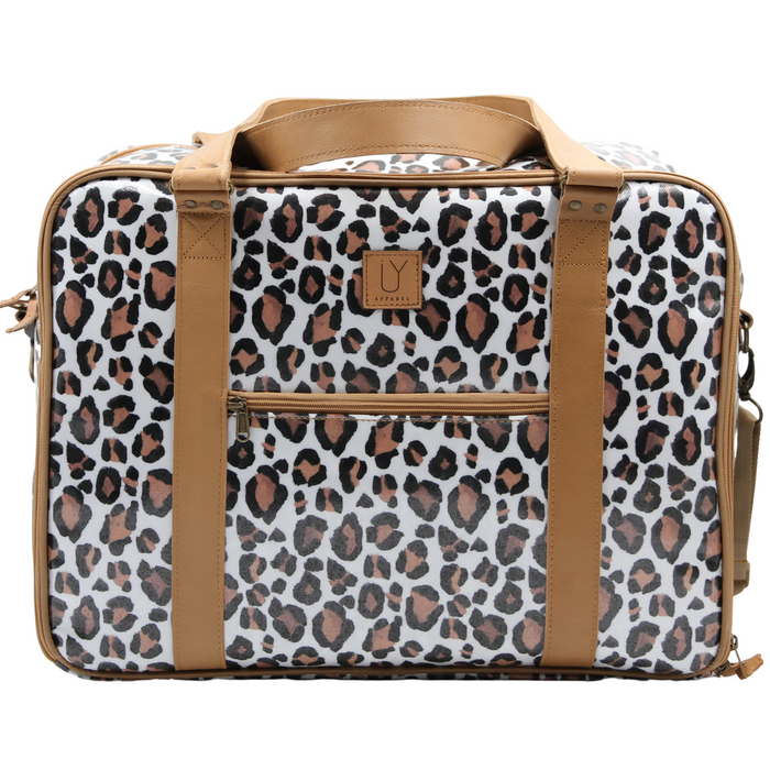 Overnight Bag with Leather Handles - Leopard Sand