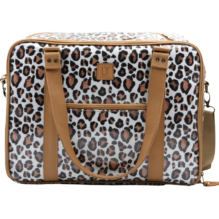 Overnight Bag with Leather Handles - Leopard Sand