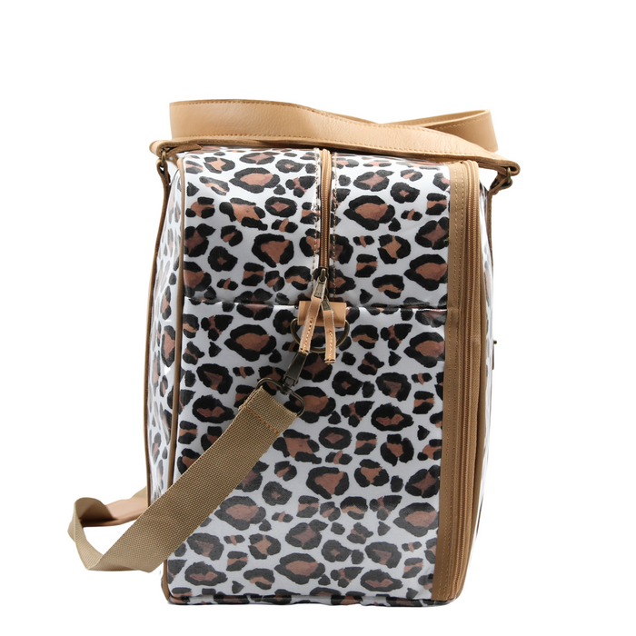 Overnight Bag with Leather Handles - Leopard Sand