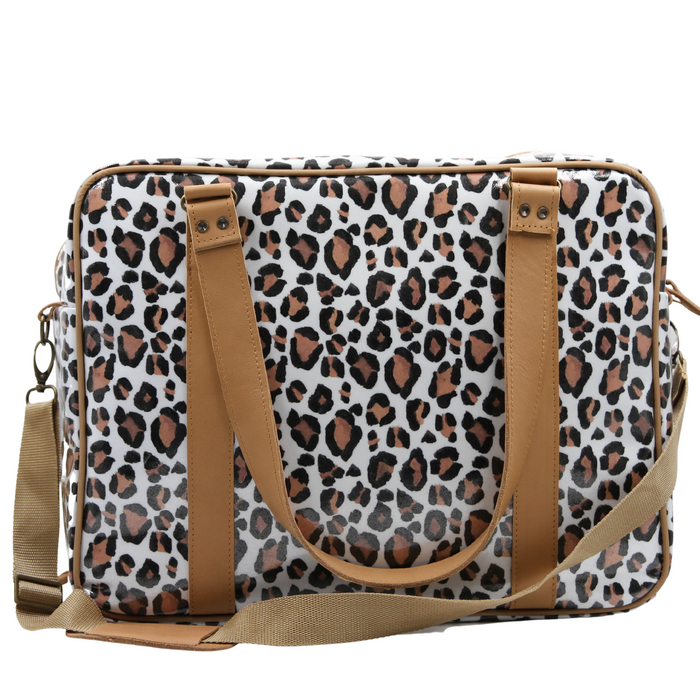 Overnight Bag with Leather Handles - Leopard Sand