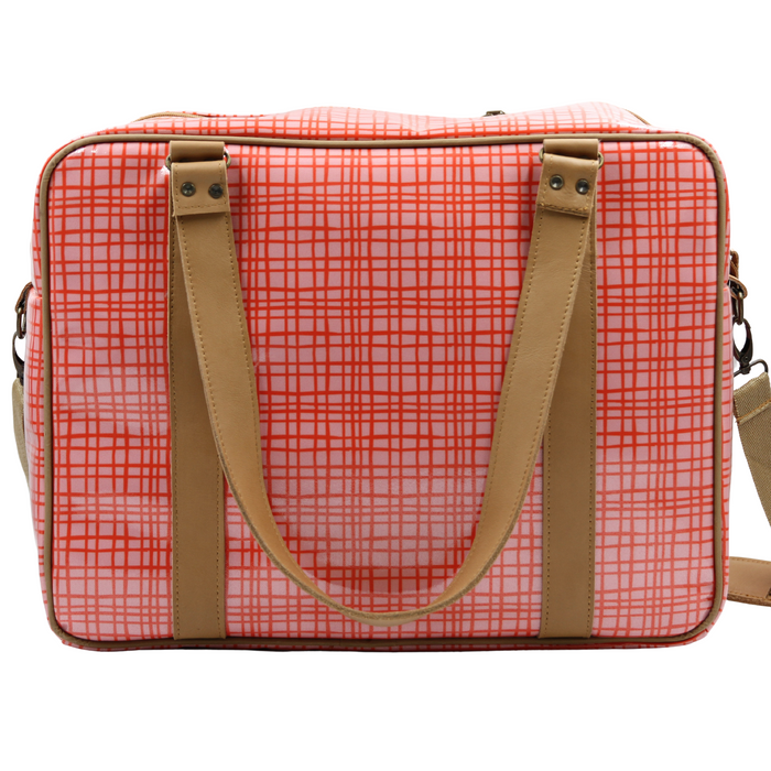 Overnight Bag with Leather Handles - Weave Pink