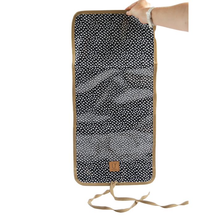 Roll-up Toiletry Bag - Scatter White on Black