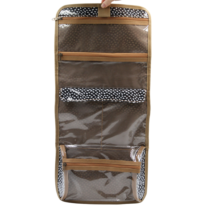 Roll-up Toiletry Bag - Scatter White on Black