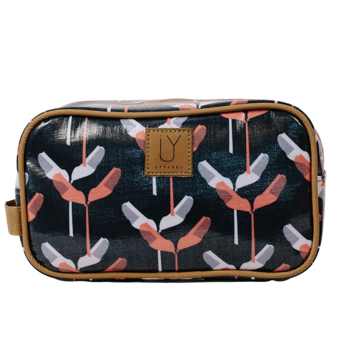 Small Toiletry Bag - Banana Leaf Midnight Coral
