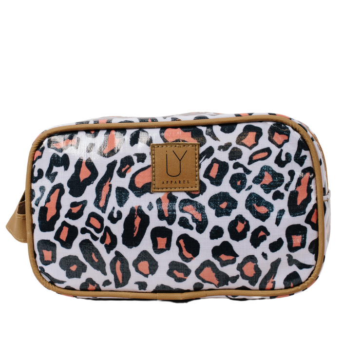 Small Toiletry Bag - Leopard Coral